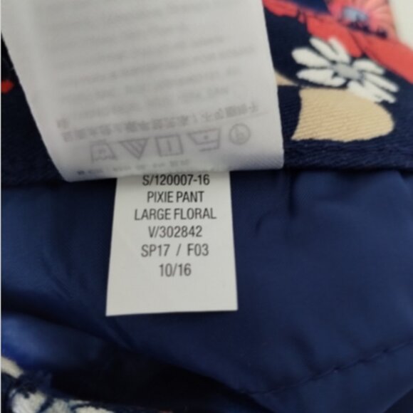 Old Navy Pixie Mid Rise Pants Size 12 Floral Secret Slim Pockets Blue Stretch - Picture 5 of 11